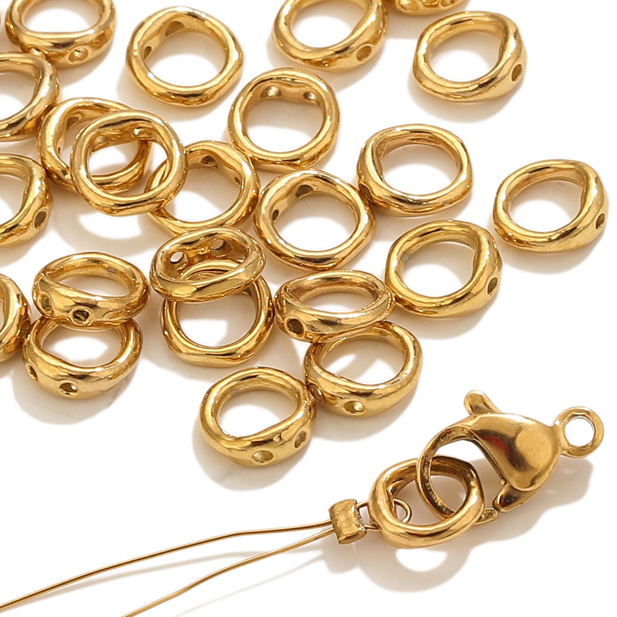 Jewelry Making Metal - 20個入り ステンレス製クラスプ エンドコネクター フック ビーズ用品 DIY