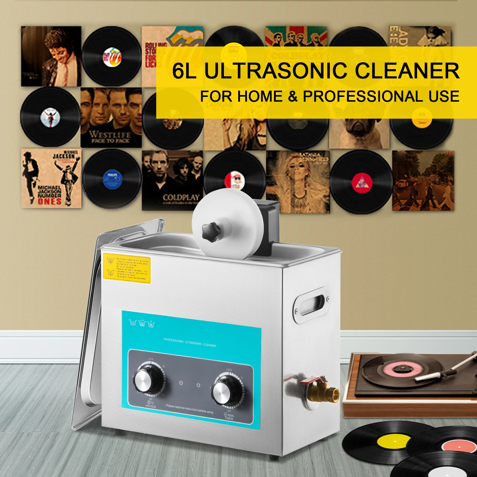 Jewelry Making Workshops - SIHAO 6L 超音波レコードクリーナー ノブ付き ポータブルミニ超音波洗浄機 コンタクトレンズ、歯科用器具、ジュエリー洗浄用
