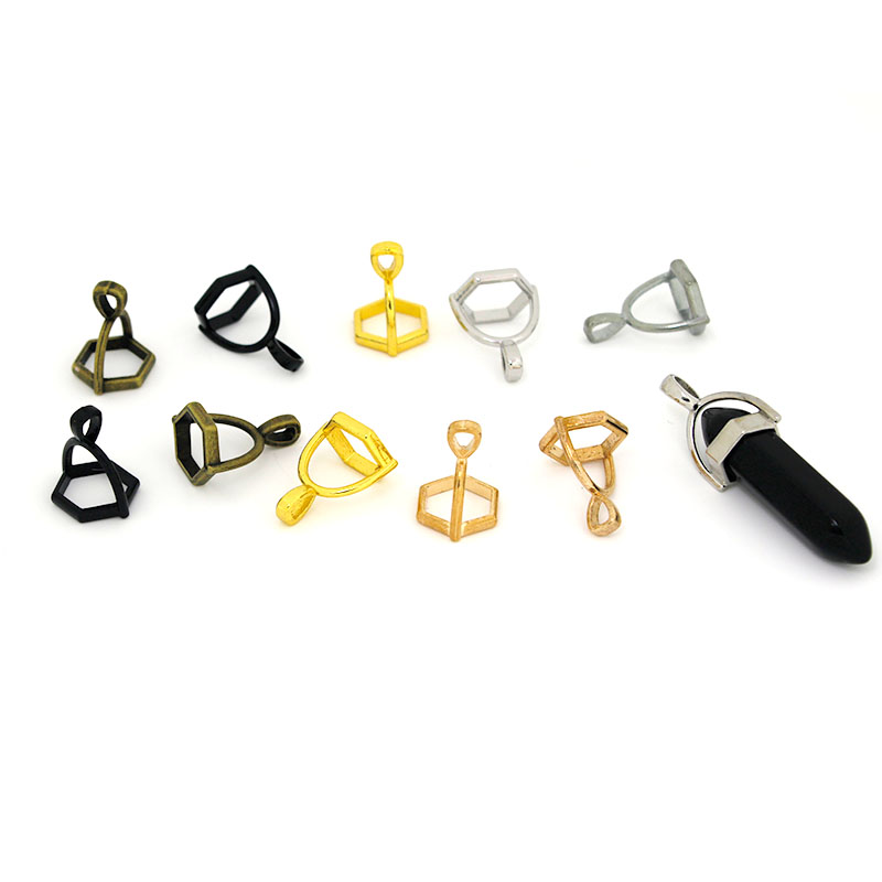 Jewelry Making Metal - 20 個六角形の宝石キャップ天然石クリスタル柱ペンダントキャップジュエリーメイキング用ペンダントネックレスコネクタクラスプ DIY