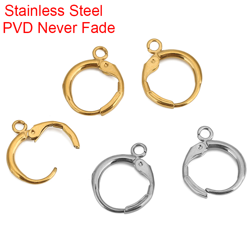 Jewelry Making Metal - 10 個 PVD ​​色褪せないステンレス鋼のイヤリングフックループ 12 ミリメートル低刺激性イヤリングクラスプジュエリー