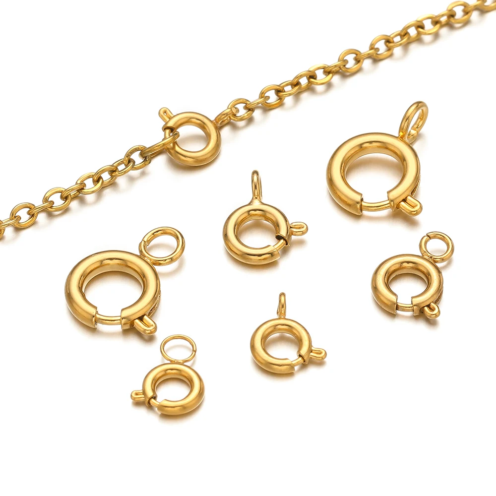 Jewelry Making Metal - 10個入り ステンレス製 スプリングリングクラスプ ラウンドロブスタークラスプフック ネックレスコネクター DIYファッションジュエリー