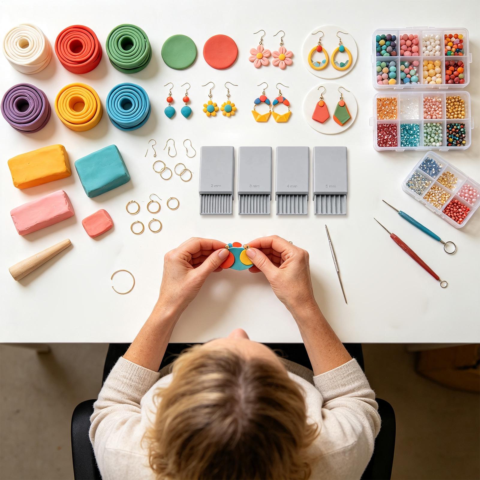 Jewelry Making Workshops - 3Dプリント粘土ビーズメーカー DIY 再利用可能 ジュエリー製作 4個入り 3Dプリントネイル粘土ボールメーカー