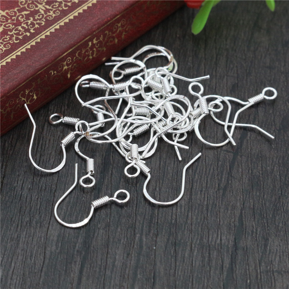 Jewelry Making Metal - 50個16mm 925スターリングシルバーメッキファインドイヤリングフック留め金アクセサリーDIYジュエリー作り卸売ジュエリー