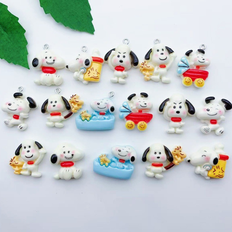 Jewelry Making Birthday Party - 12個入り樹脂製漫画犬ペンダント、DIYジュエリー製作イヤリング、キーホルダーアクセサリー