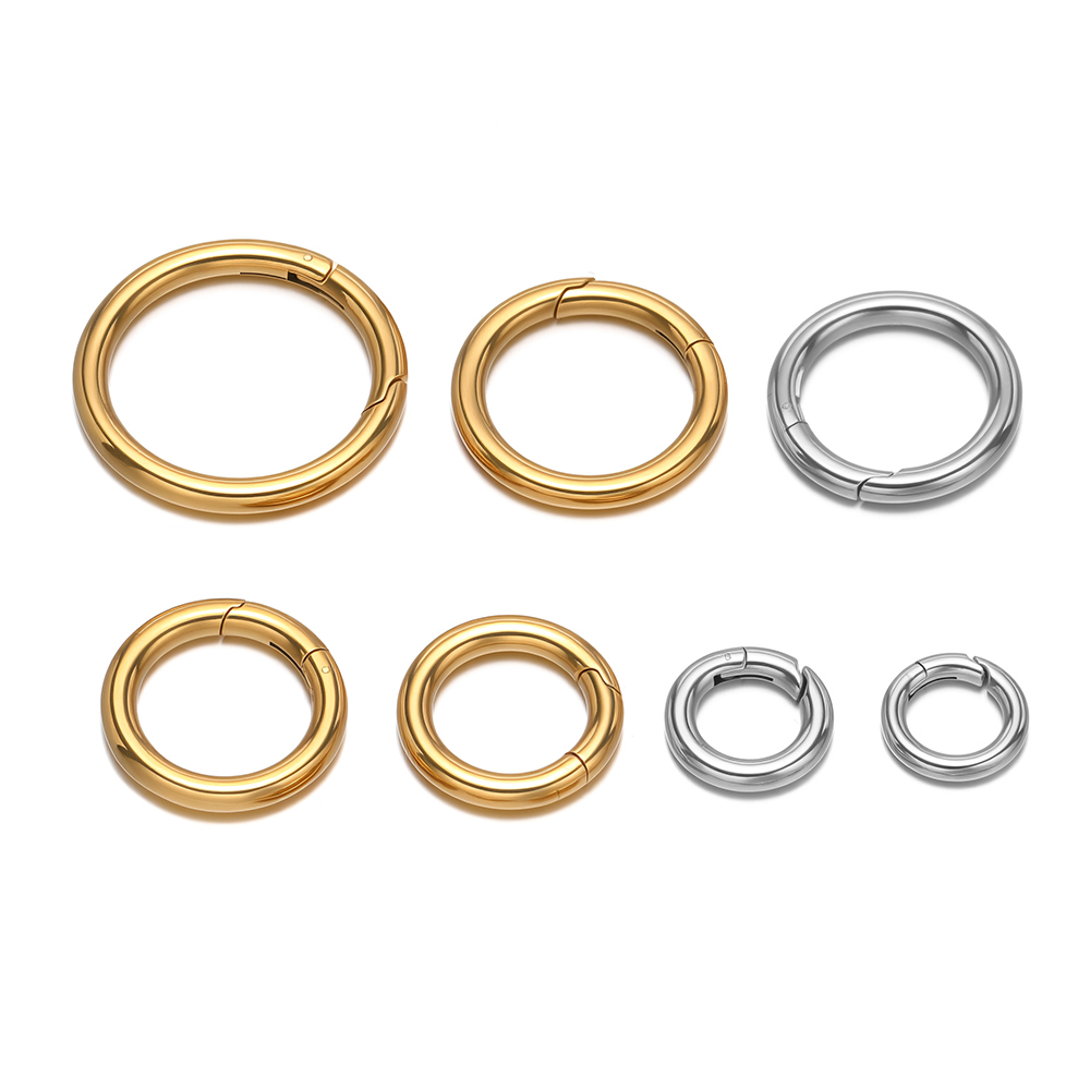 Jewelry Making Metal - 2個/ロット 丸型スプリングクラスプ ステンレス鋼 金メッキ キーホルダー バックル
