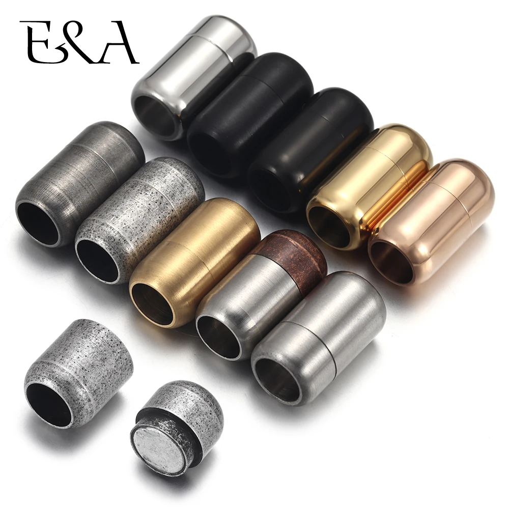 Jewelry Making Metal - ステンレス鋼 3 ミリメートル-8 ミリメートルラウンド磁気クラスプレザーブレスレットマグネットレースバックルネックレス DIY ジュエリーメイキングアクセサリー
