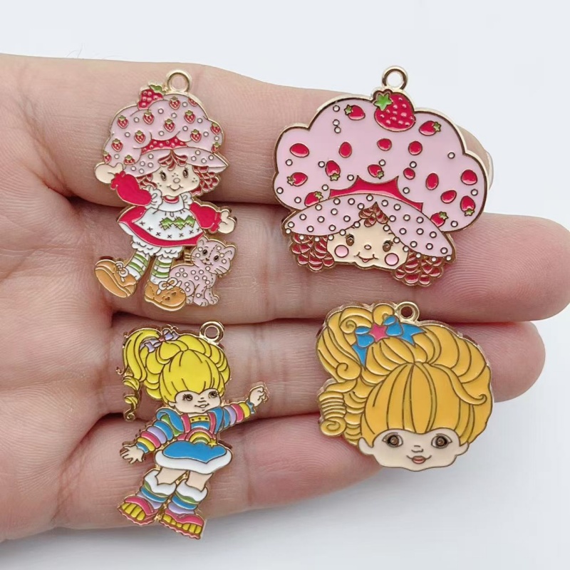 Jewelry Making Metal - 10 個かわいい女の子エナメルメタルジュエリーイチゴレインボーペンダント DIY イヤリングブレスレットキーホルダージュエリー作り
