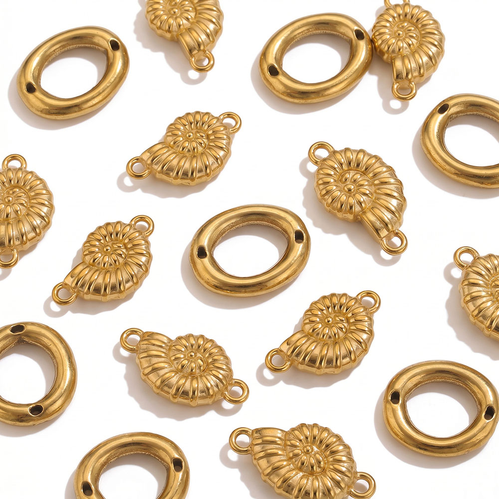 5 個のステンレス鋼ゴールドメッキコンチオーバルリンクコネク - Jewelry Making Supplies Wholesale のレビューと価格
