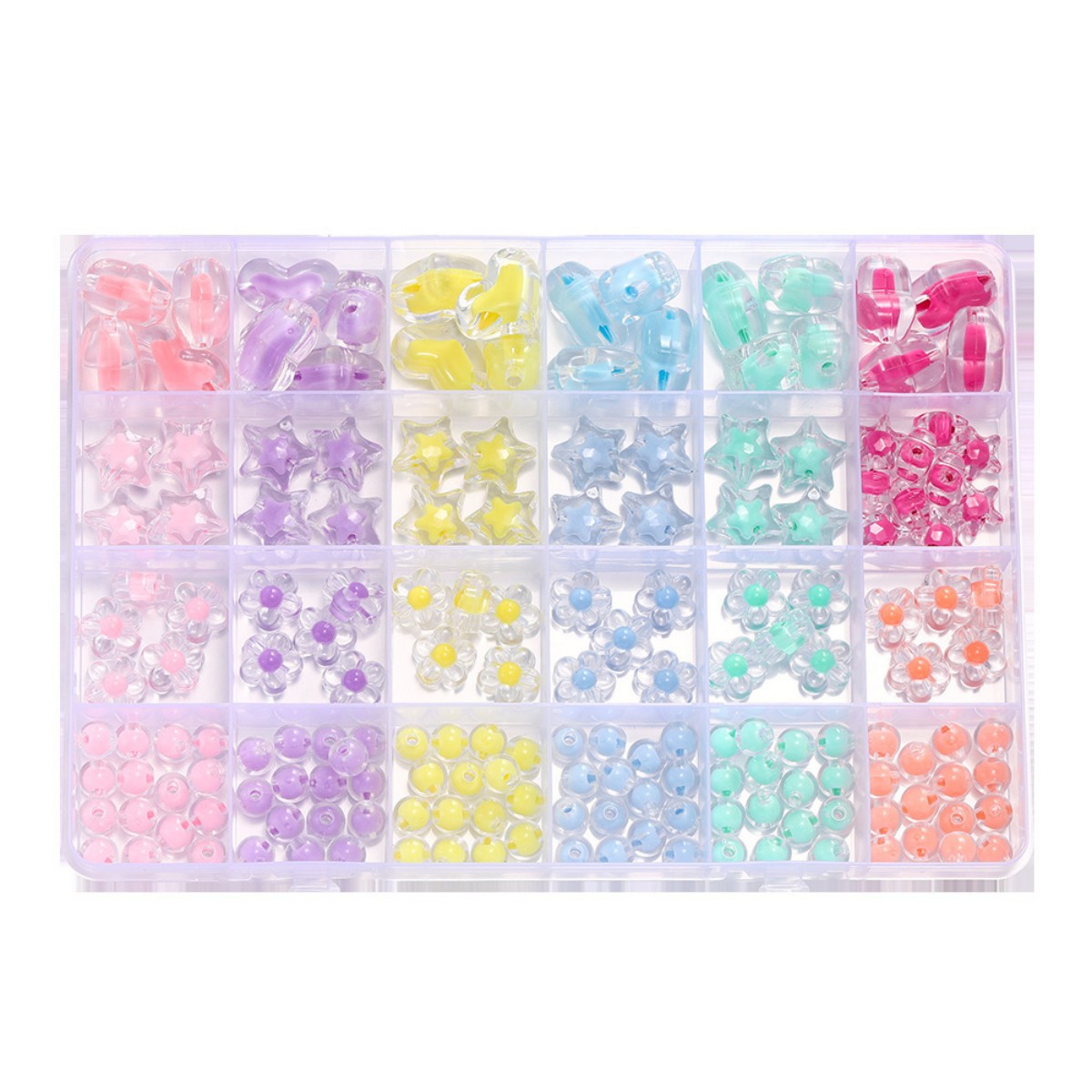 174個/箱 ハート型アクリルビーズ 花型 ラウンドスペーサ - Jewelry Making Birthday Party のレビューと価格