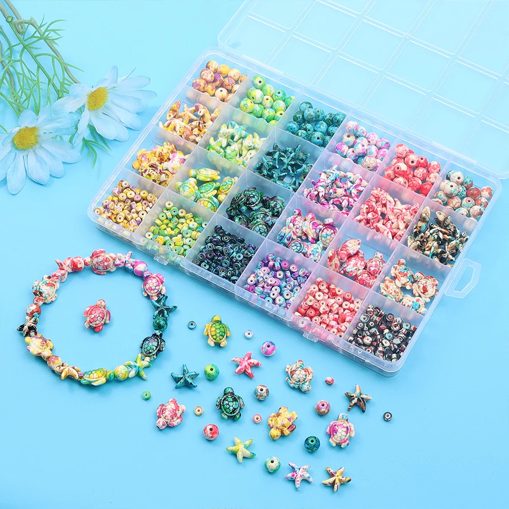6/46/558個マルチカラーターコイズオーシャンシリーズビ - Jewelry Making Birthday Party のレビューと価格