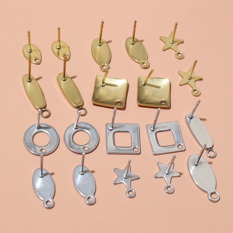 20個ステンレス鋼クラフトイヤリングスタッド幾何学的多角形イ - Jewelry Making Metal のレビューと価格